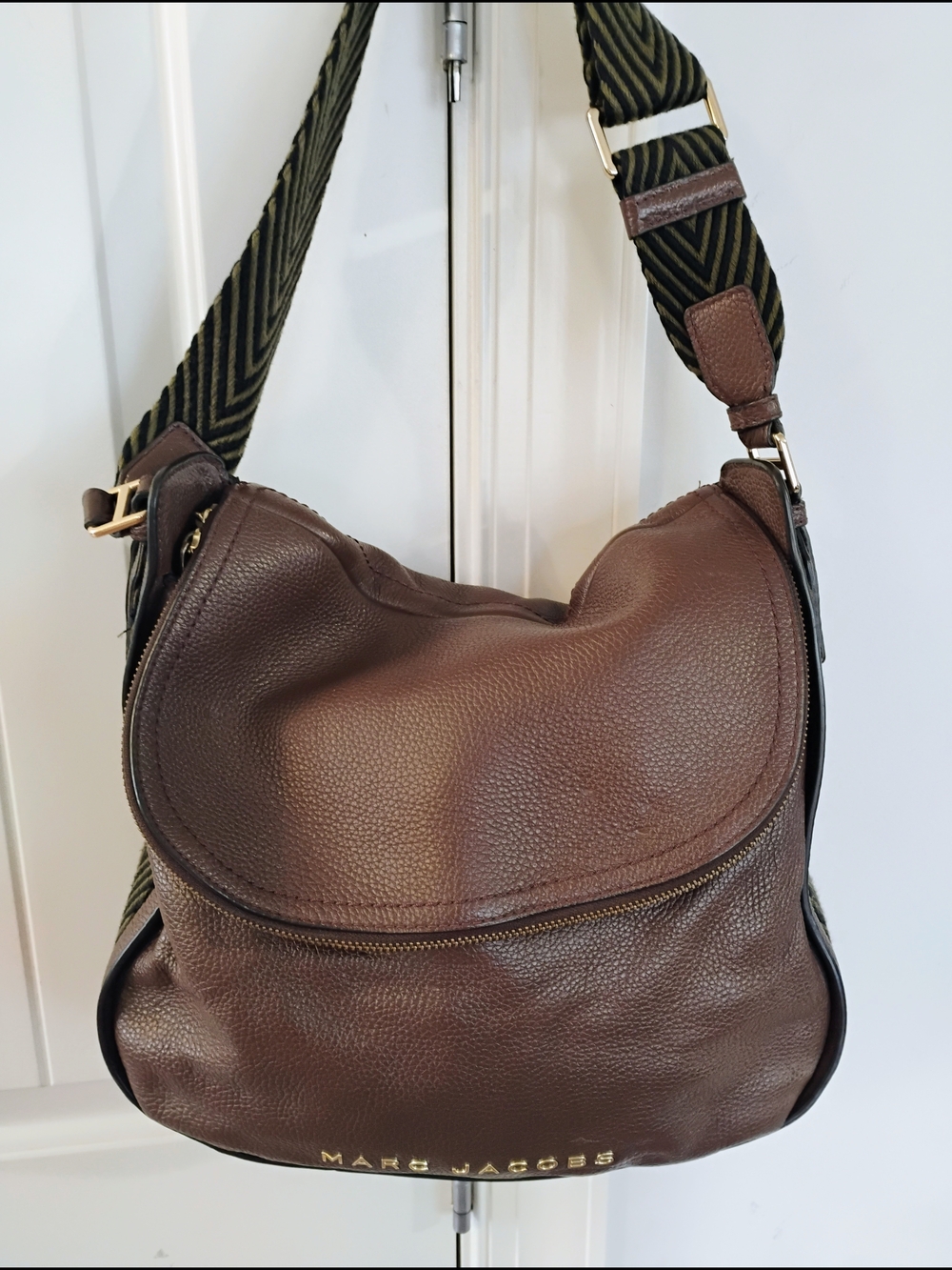 MARC JACOBS Brown Pebbled Leather Hobo Bag